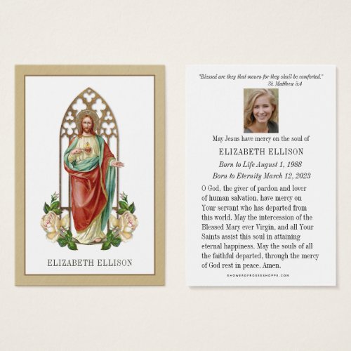 Sacred Heart Jesus Funeral Memorial Prayer Card