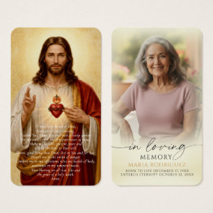 Sacred Heart Jesus Funeral Photo Prayer Cards