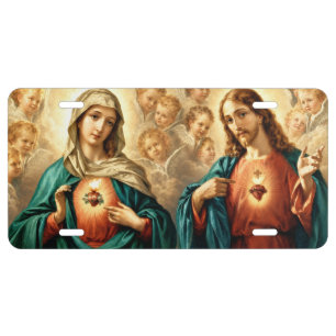 Sacred Heart Jesus & Immaculate Heart License Plate