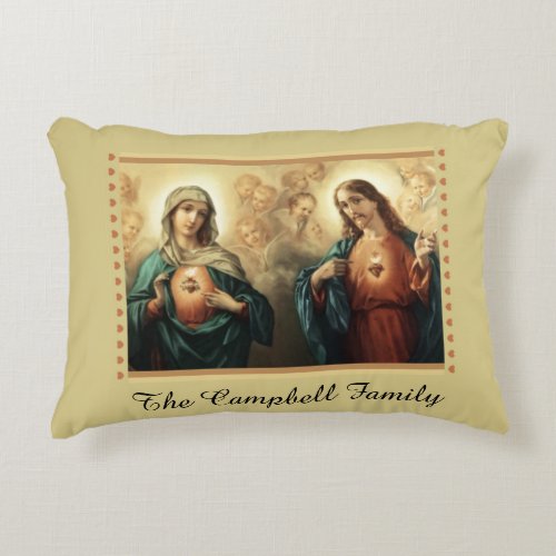 Sacred Heart Jesus Immaculate Heart Mary Catholic Accent Pillow