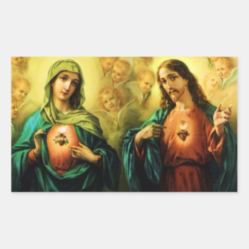 Sacred Heart Jesus  Immaculate Heart Mary Sticker