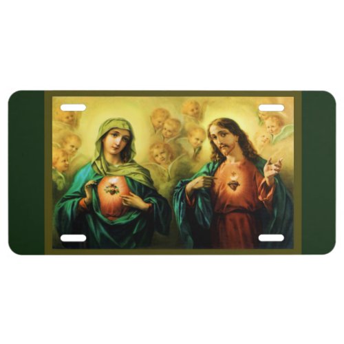 Sacred Heart Jesus Immaculate Metal License Plate