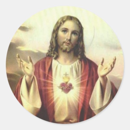 Sacred Heart Jesus Religious Catholic Vintage Classic Round Sticker