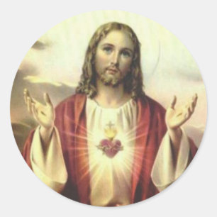Sacred Heart Jesus Religious Catholic Vintage Classic Round Sticker