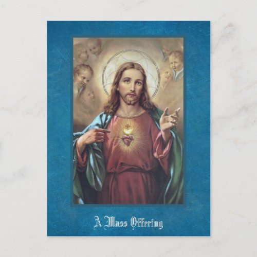 Sacred Heart Jesus Religious Mass Offering Postcard