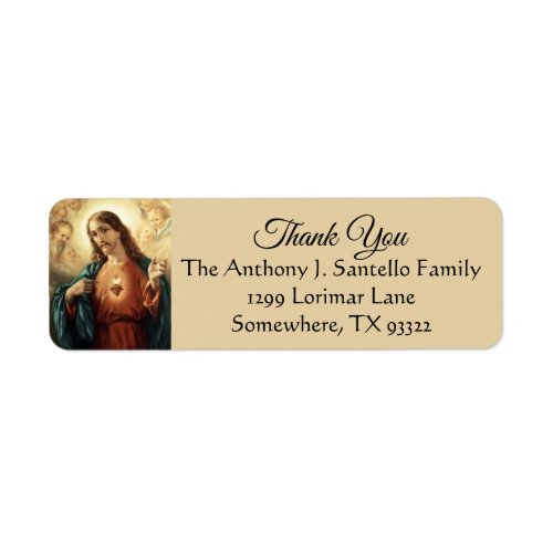 Sacred Heart Jesus ReligiousThank You Label