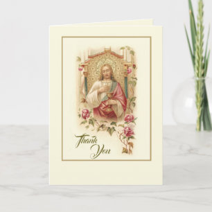 Sacred Heart Jesus Roses Appreciation Thank You Card