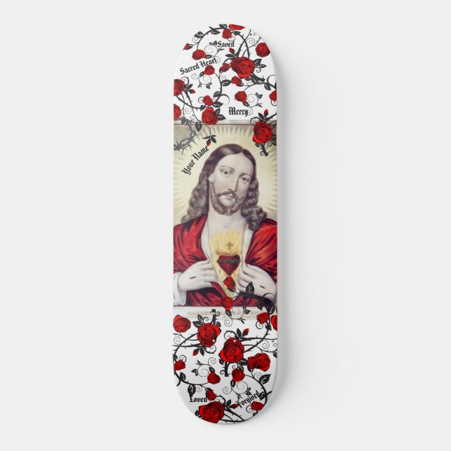 Sacred Heart Jesus Skateboard YOUR NAME Deck (Front)