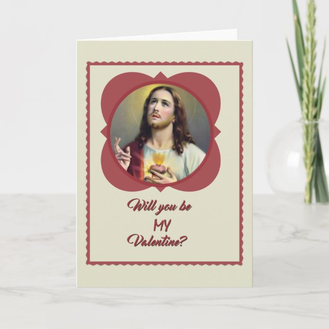 Sacred Heart Jesus Valentine Holiday Card (Front)