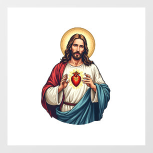 Sacred Heart Jesus Vintage Engraving Tee 2 Floor Decals