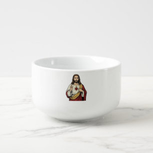 Sacred Heart Jesus Vintage Engraving Vector Art_1 Soup Mug
