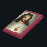 Sacred Heart Monogrammed Trifold Wallet<br><div class="desc">Design features the image of the Sacred Heart of Jesus. The initial you supply is featured in an elegant,  burgundy font and displayed in the top right corner.</div>