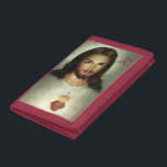 Sacred Heart Monogrammed Trifold Wallet<br><div class="desc">Design features the image of the Sacred Heart of Jesus. The initial you supply is featured in an elegant,  burgundy font and displayed in the top right corner.</div>