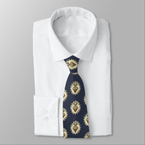 Sacred Heart Necktie Navy Blue with Sacred Heart