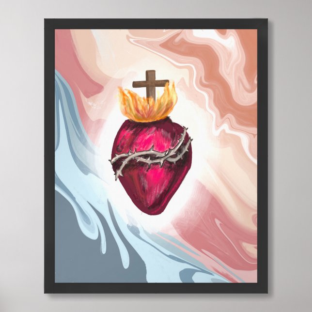 Sacred Heart of Divine Mercy- Catholic Wall Art (Framed Front)