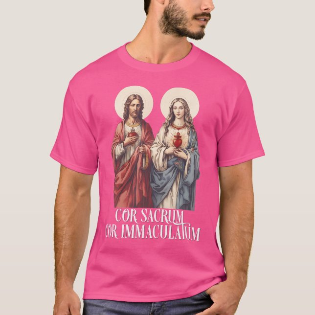 Sacred Heart Of Jesus And Immaculate Heart Of Mary T-Shirt (Front)