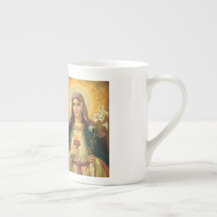 Sacred Heart of Jesus and Virgin Mary Bone China Mug