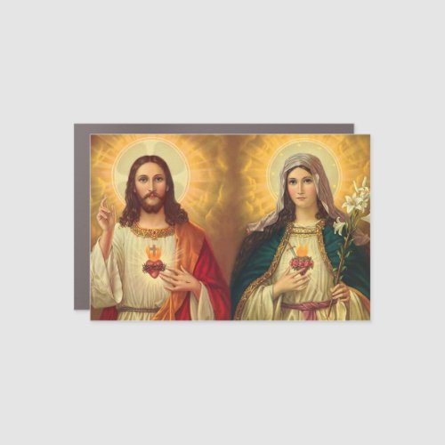 Sacred Heart of Jesus and Virgin Mary Car Magnet