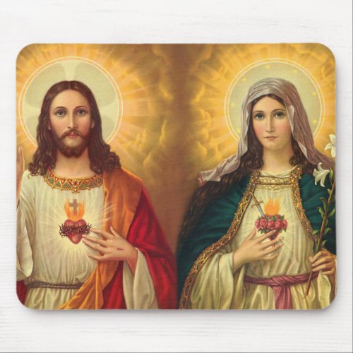 Sacred Heart of Jesus and Virgin Mary Mouse Pad