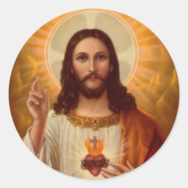 Sacred Heart of Jesus Blessing Classic Round Sticker (Front)