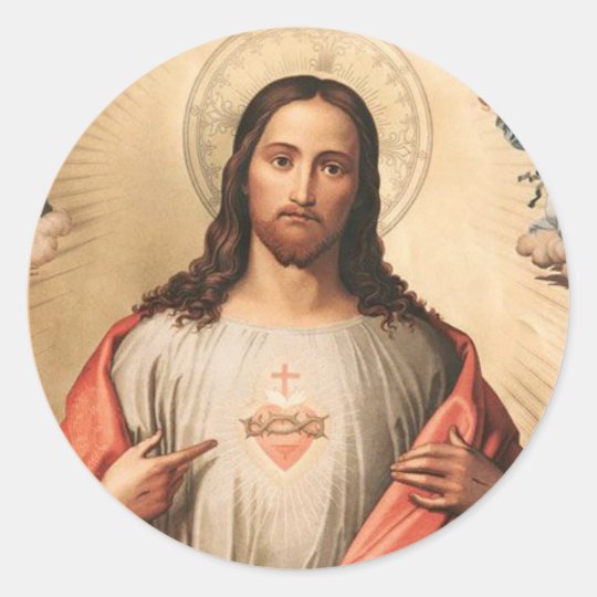 Sacred Heart of Jesus Blessing Classic Round Sticker | Zazzle.com