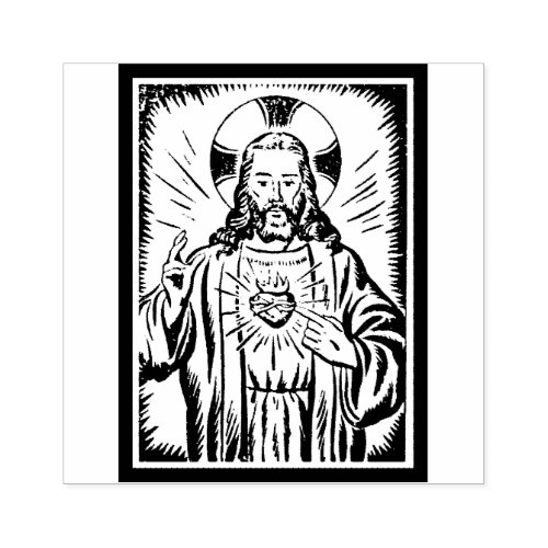 Sacred Heart of Jesus Blessing Icon Rubber Stamp