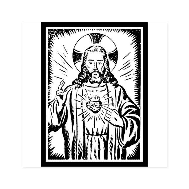 Sacred Heart of Jesus Blessing Icon Rubber Stamp (Imprint)