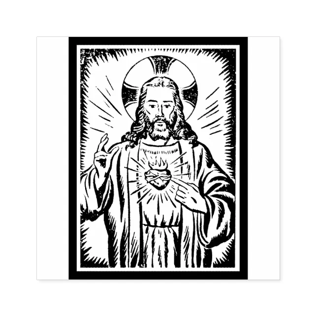 Sacred Heart Of Jesus Blessing Icon Rubber Stamp Zazzle