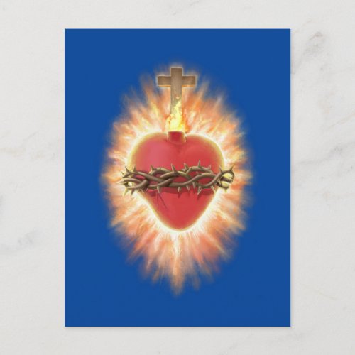 Sacred Heart of Jesus Blue Postcard