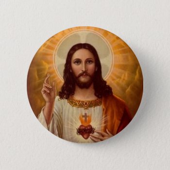 Sacred Heart Of Jesus Button by stargiftshop at Zazzle