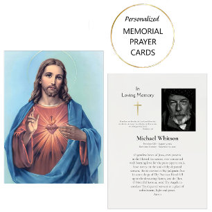 Sacred Heart of Jesus Catholic Funeral Prayer Card
