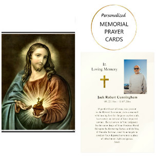 Sacred Heart of Jesus Catholic Funeral Prayer Card