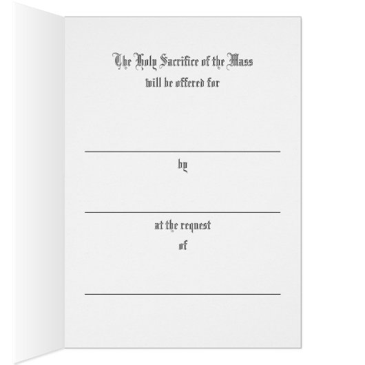 Sacred Heart of Jesus Catholic Mass Offering Card (Inside (Right))