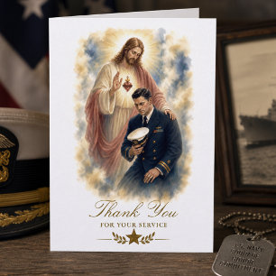 Sacred Heart of Jesus Catholic Navy Appreciation Card