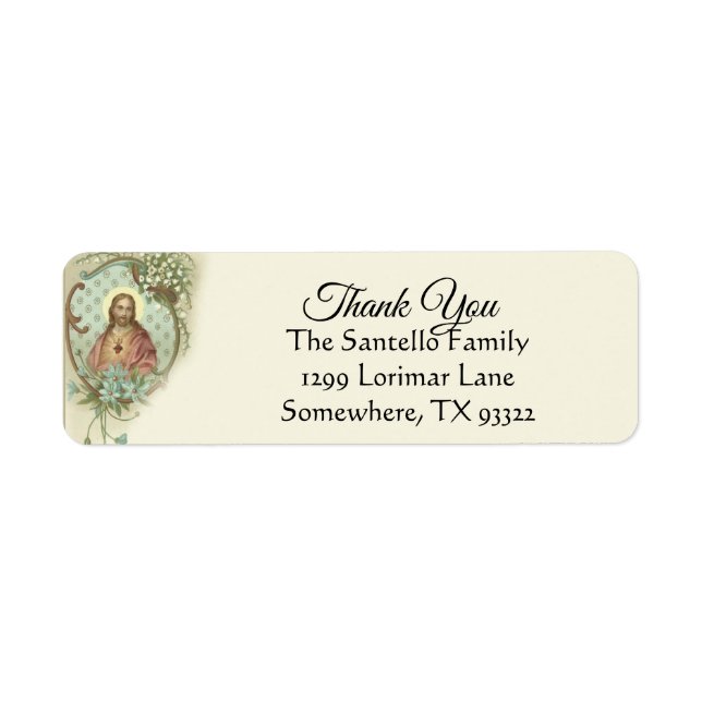 Sacred Heart of Jesus Catholic Thank You Label (Front)