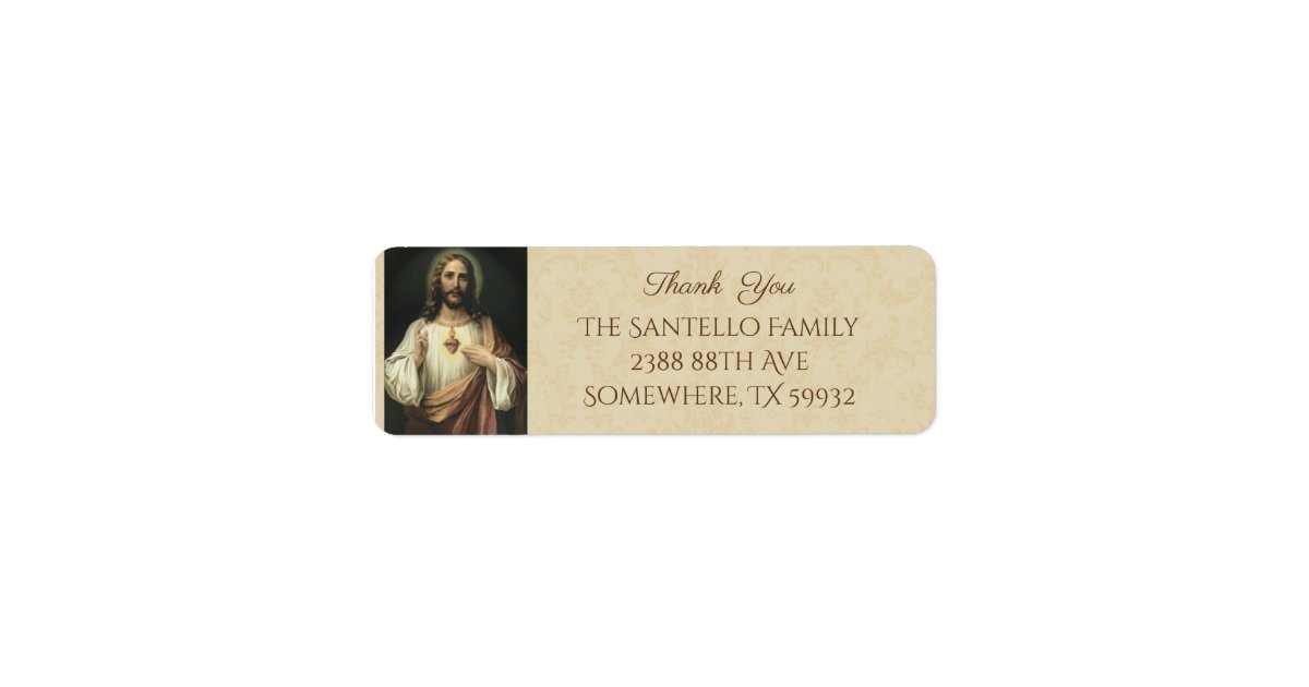 Jesus Label Sacred Heart of Jesus Catholic Thank You Label | Zazzle