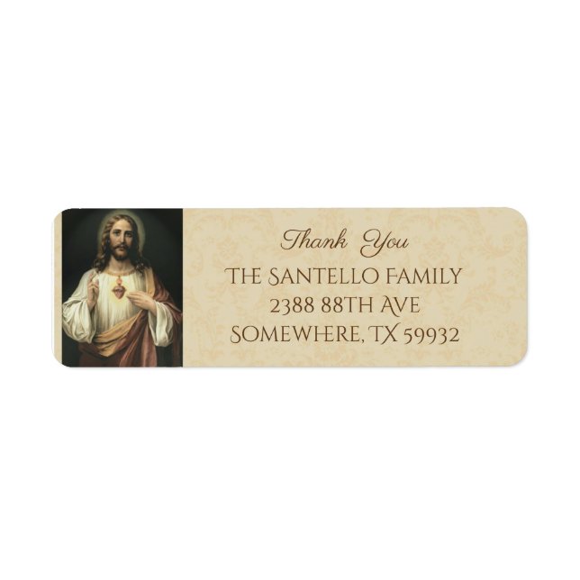 Sacred Heart of Jesus Catholic Thank You Label (Front)