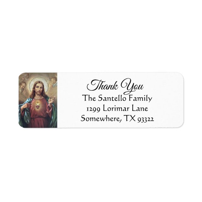 Sacred Heart of Jesus Catholic Thank You Label (Front)