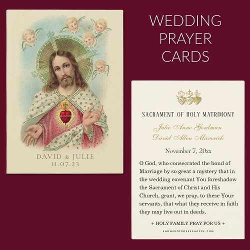 Sacred Heart of Jesus Catholic Wedding Prayer Card