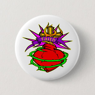 Sacred Heart of Jesus Christ Faith Tattoo Button