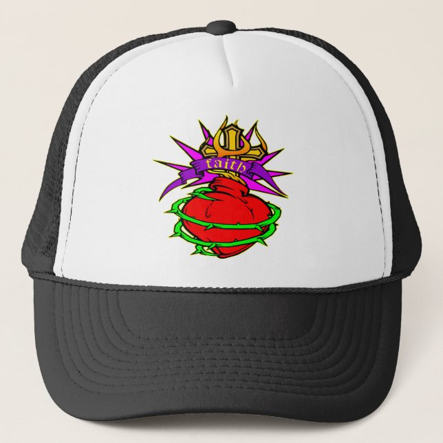 Sacred Heart of Jesus Christ Faith Tattoo Trucker Hat (Front)