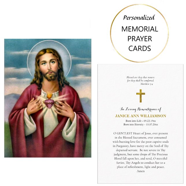 Sacred Heart of Jesus Christ Memorial Prayer Card  (Creator Uploaded)