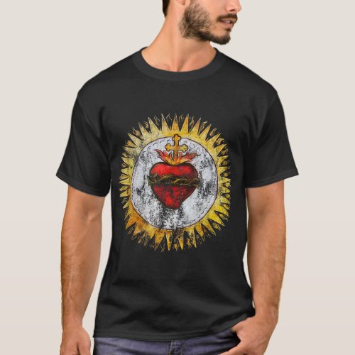 Sacred Heart of Jesus Christ Vintage Christian T_Shirt