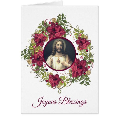 Sacred Heart of Jesus Christmas Floral Wreath