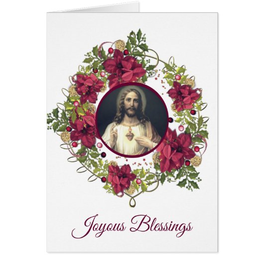 Sacred Heart of Jesus Christmas Floral Wreath (Front)