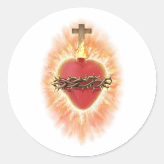 Sacred Heart of Jesus Classic Round Sticker (Front)