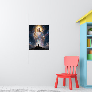 Sacred Heart of Jesus Cosmic Galaxy Square Canvas  Poster