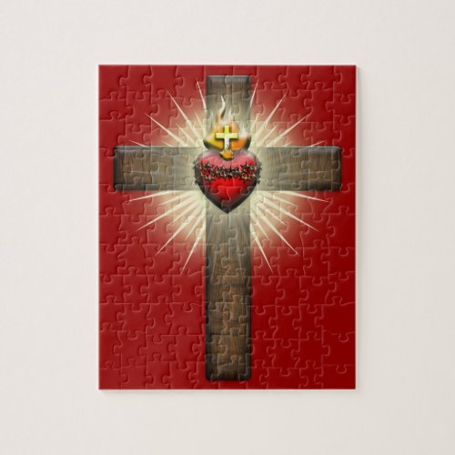 Sacred Heart of Jesus Cross Jigsaw Puzzle