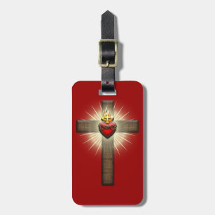 Sacred Heart of Jesus Cross Luggage Tag