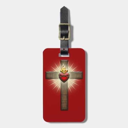 Sacred Heart of Jesus Cross Luggage Tag